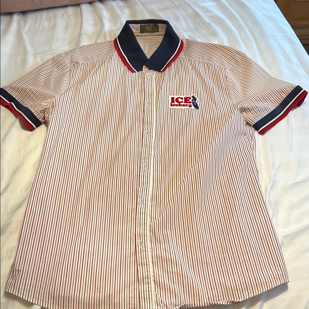 ICE Striped Men's Shirt - Red and White